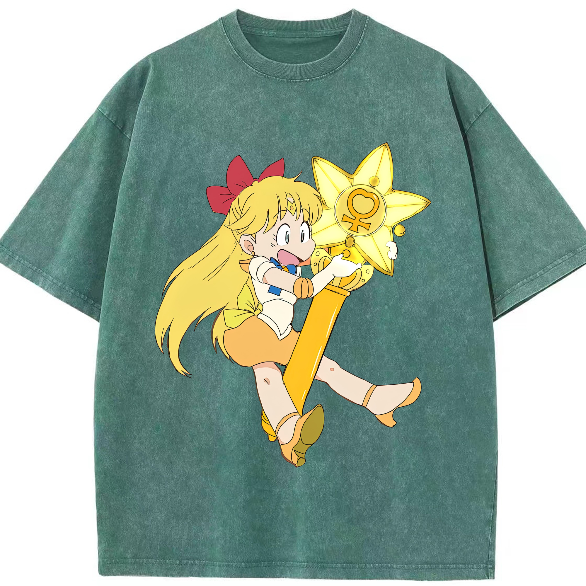（画像用） 美少女戦士セーラームーン 愛野 美奈子 あいの みなこ Sailor Moon Aino Minako 綿100% ヴィンテージ風 半袖Tシャツ（フロントプリント）
